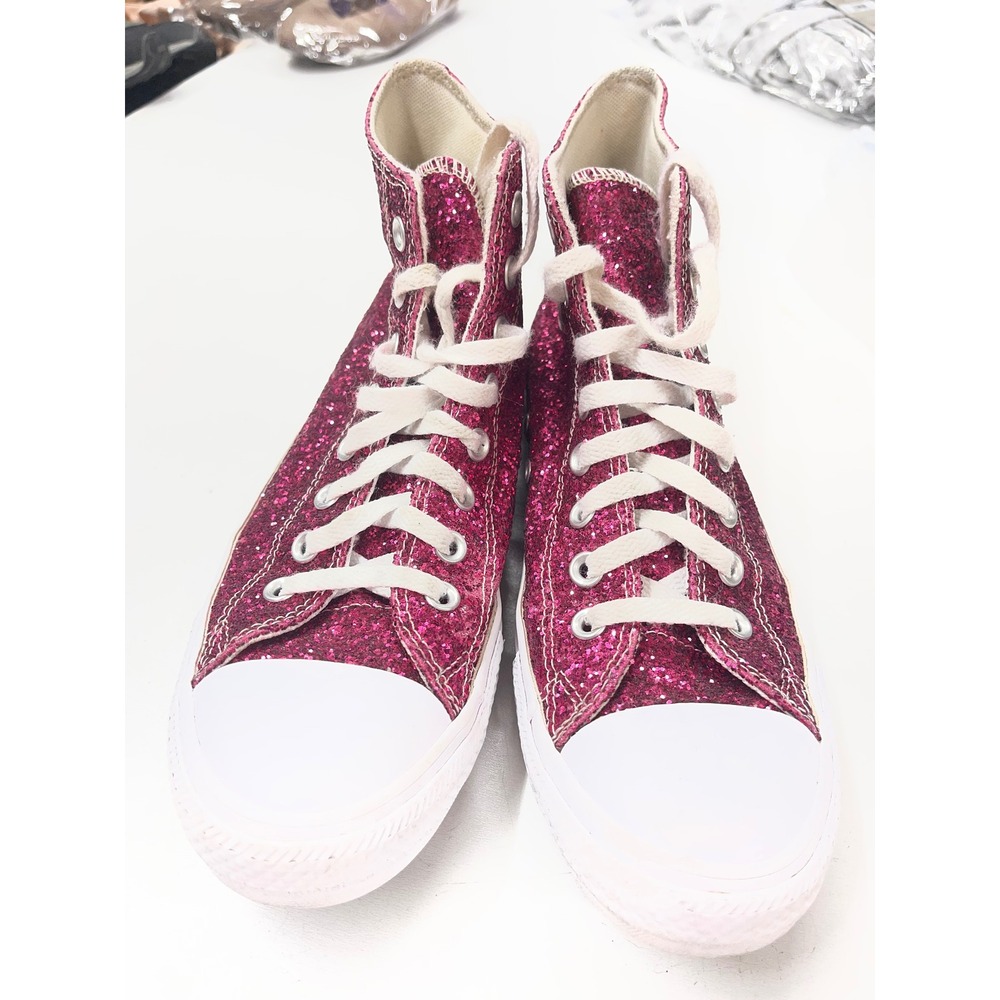 Converse Chuck Taylor All Star High Top Magenta Pink Glitter Sneakers 173144C 10
